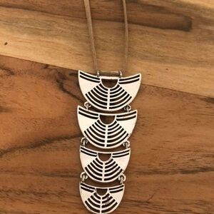 Silver Pendant Necklace with  Leather strap